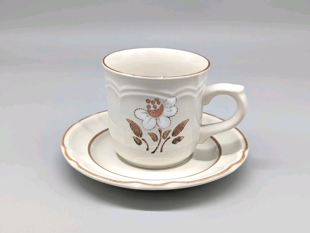 Vintage Cumberland Stoneware Mayblossom Coffee Tea Cup & Saucer Plate Set Of 2